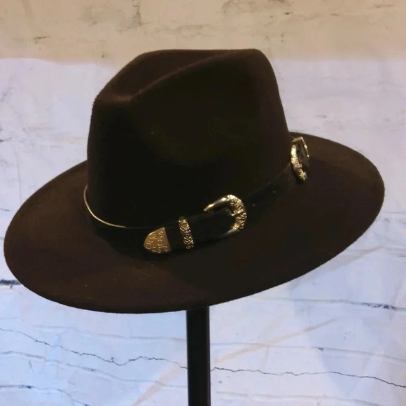 Time and True Other - Unisex Black Fedora with side buckle hat band